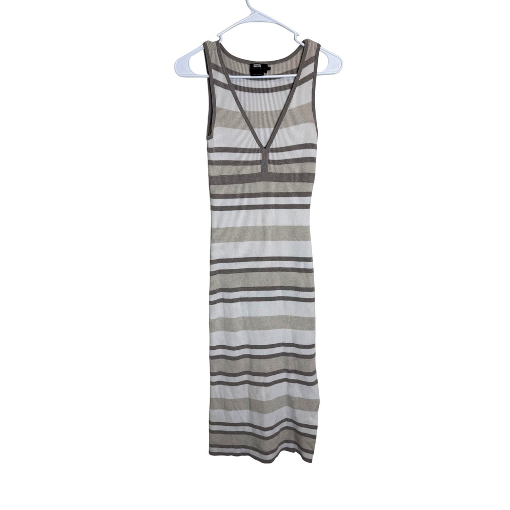 Hatch Dress Womens Smallβ Beige White Striped Sleeveless Knit Ribbed Midi Tank